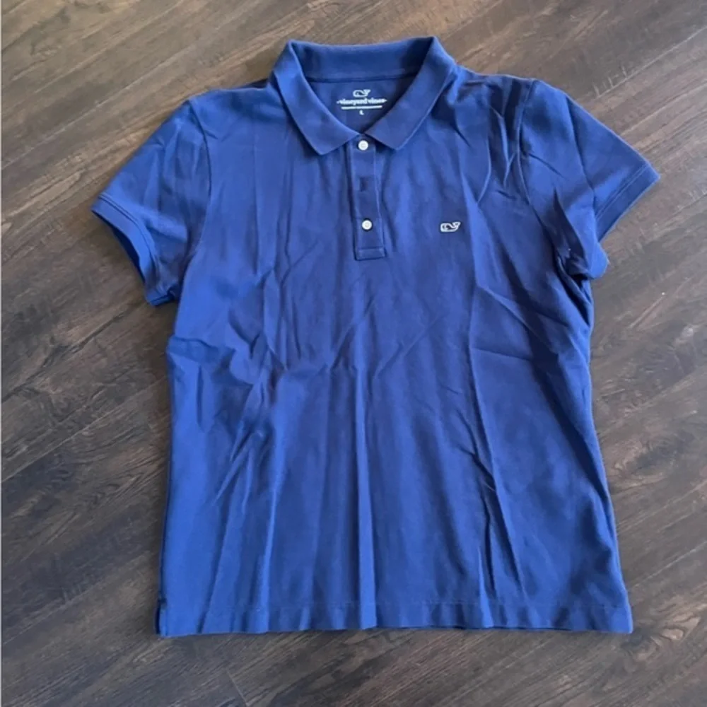 VINEYARD VINES Navy Blue Shortsleeve Polo Style‎ Shirt Whale Preppy Size LARGE - Picture 7 of 9